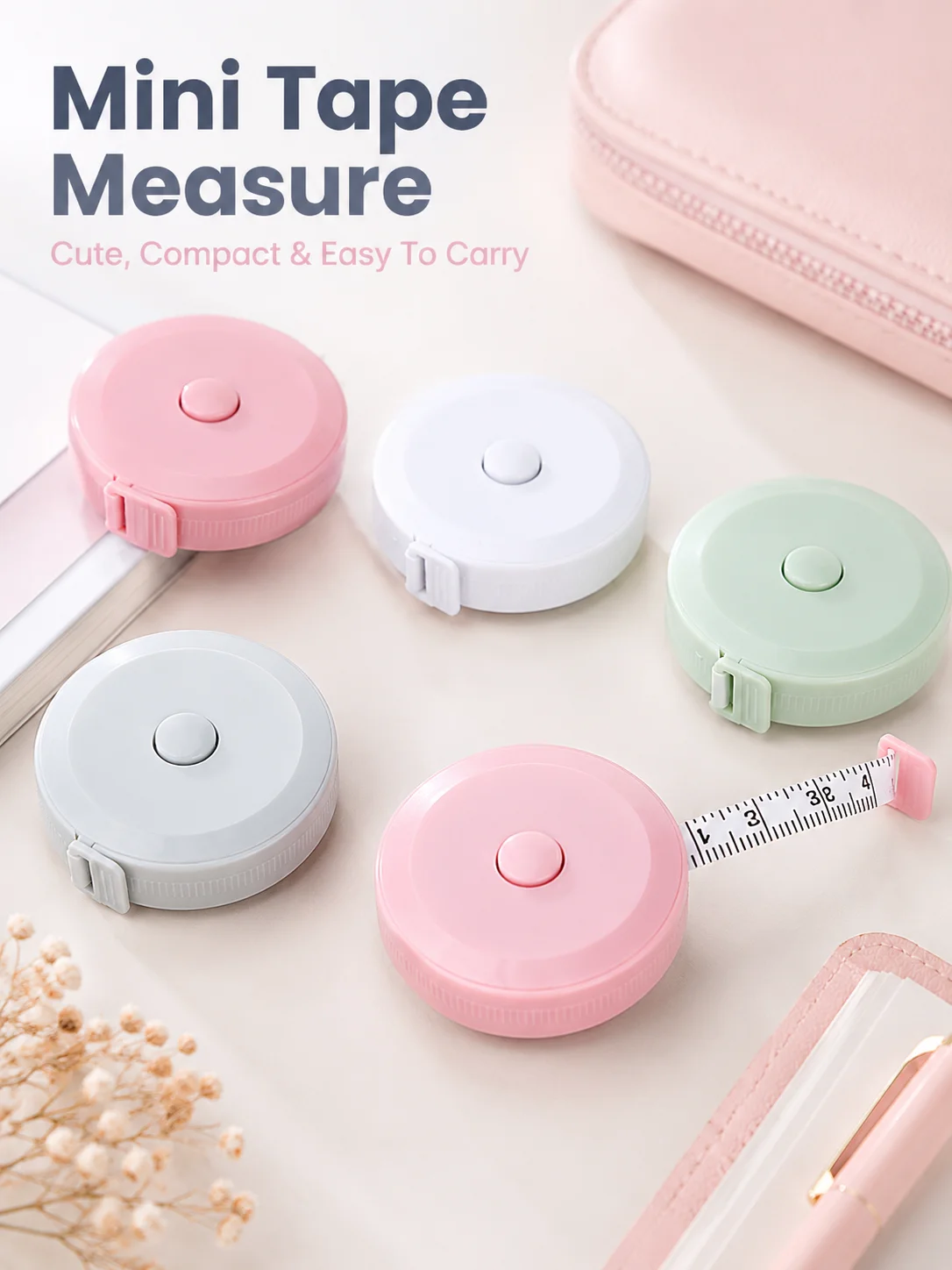 Portable Mini Tape Measure, Cute Compact Retractable Soft Measuring Tape for Body, Waist, Clothes, Sewing, Tailoring, Craft Projects, Fitness Tracking, Travel Bag, Home Office, Daily Use, Assorted Random Color