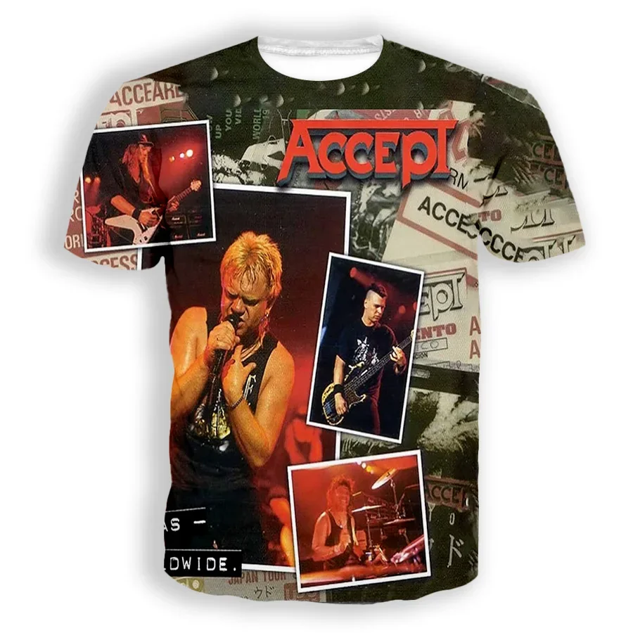 Classic 80s Rock Accept Band 3D Print T-shirts For Women/men Hip Hop Trend Tee Shirts Fashion Street Harajuku Style Top Clothing