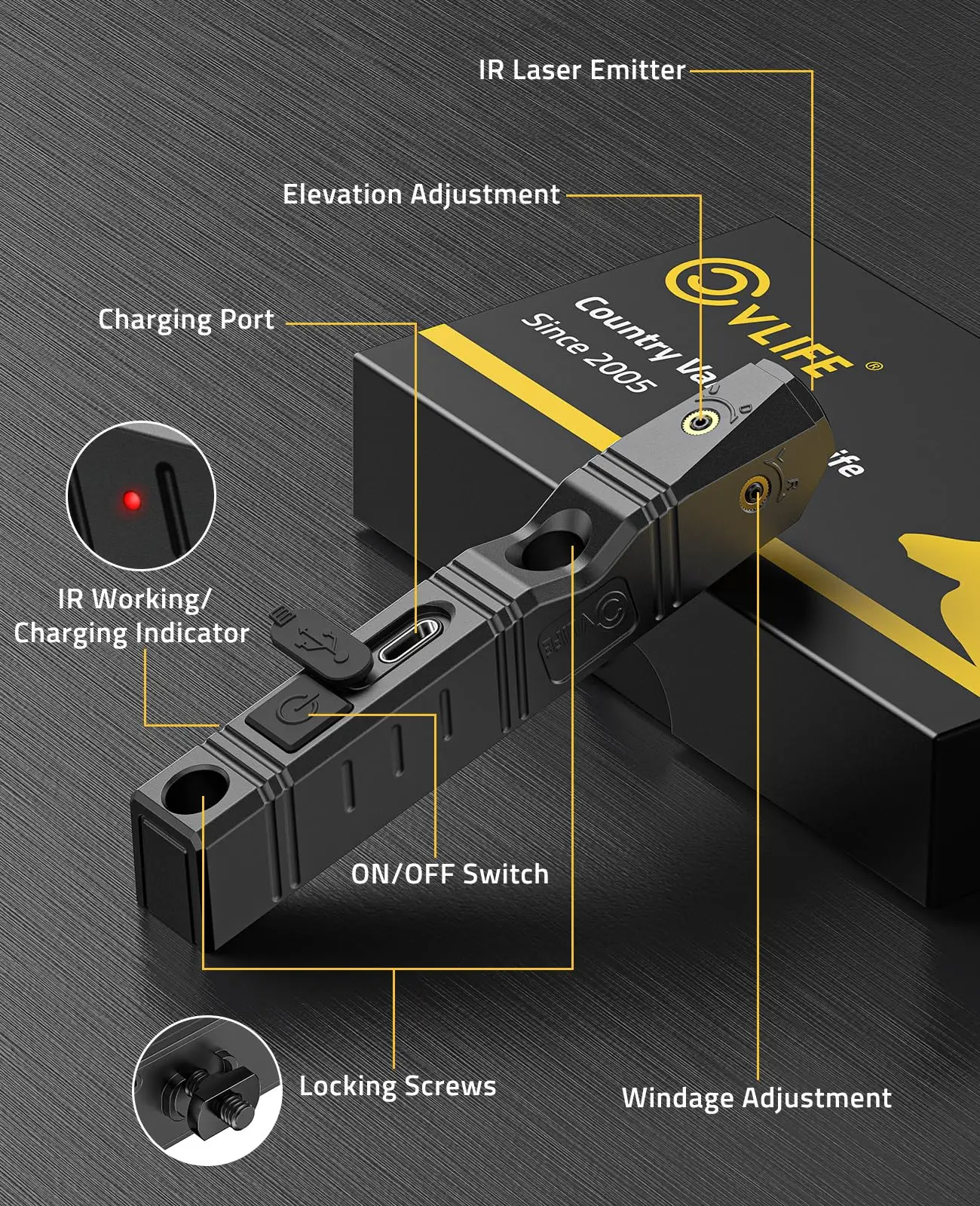 

Laser Sight for Rifle IR Laser Sight M-Lok Rail Rechargeable Low-Profile Tactical Laser Strobe Function Infrared Night Vision