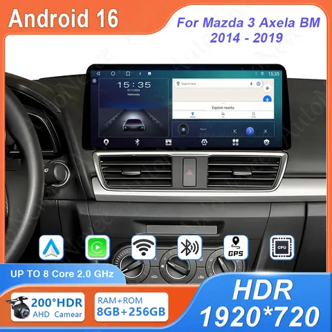 12.3" Android 16 Carplay Car Radio For Mazda 3 Axela BM 2014 - 2019 Multimedia Player 2 din GPS Stereo DVD Head Unit 4G WIFI BT