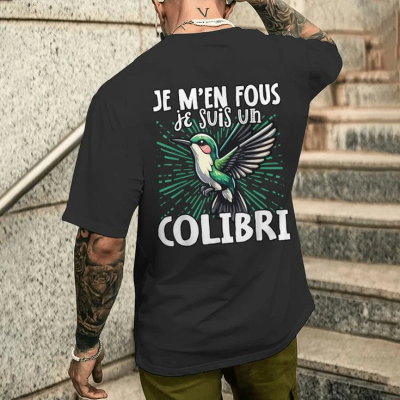 Ich kenne mich nicht mit Kolibris aus, ich bin ein Kolibri, süßes Kolibri-T-Shirt mit Rückendruck, einzigartiges Grafik-T-Shirt aus Baumwolle, Sommerkleidung, modisches Print-T-Shirt