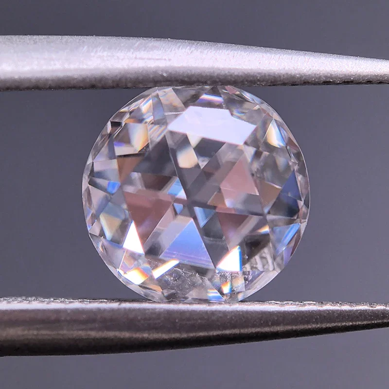 

Wholesale Moissanite Stone Round Shape D Color Double-faced Rose Cut Lab Grown Diamond for DIY Charms Women Jewelry with GRA Cer