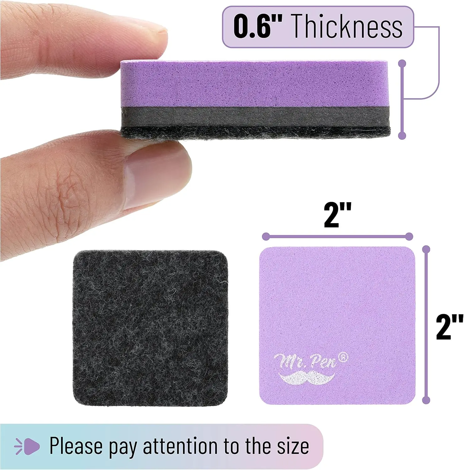 Mini Magnetic Dry Erase Erasers, 2x2 inch, 24 Pack, Colorful Small Whiteboard Erasers Bulk for Kids, Teachers, Classroom