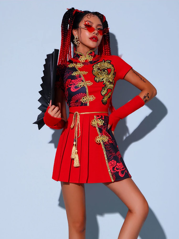 2025 chinesischen stil Neue Frauen Jazz Dance Performance Kostüm Weibliche Halloween Party Set Mädchen Team KPOP Straße Outfits XH1083