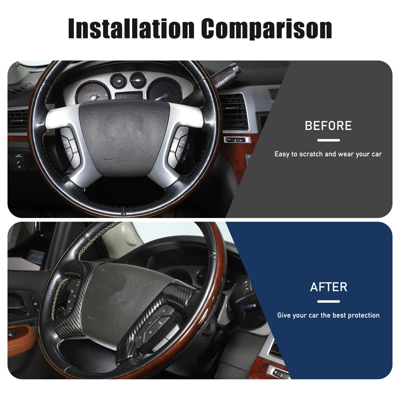 

For Hummer H2 2003-2009 Real carbon fiber car steering wheel side button frame decorative sticker car protection accessories