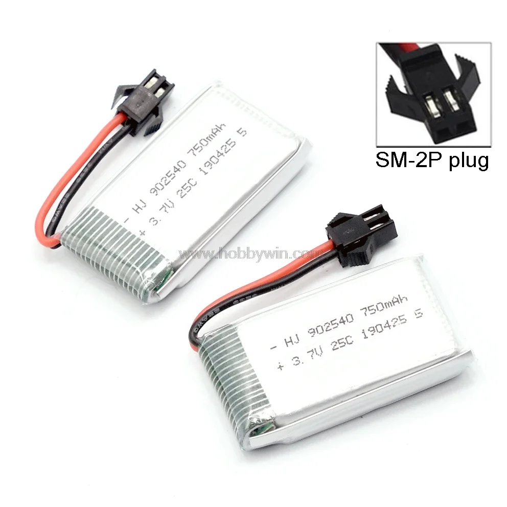 2p 3.7V 1S 750mAh 25C LiPo แบตเตอรี่ SM-2P ปลั๊กสำหรับโดรนขนาดเล็ก FPV quaccopter โมเดล RC เฮลิคอปเตอร์เครื่องบิน