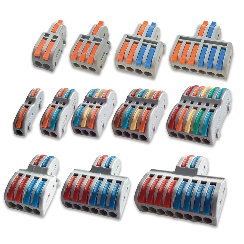 Universal Fast Wire Connector Set - 1/5/10 Push-in Electrical Terminal Block for Splicing Wiring Cable Connections