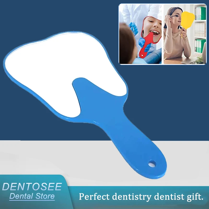 

Dental Mirror Unbreakable Plastic Handheld Tooth Shaped Mirror Cosmetic Dental Tool for Dentist Students Dentist Gift