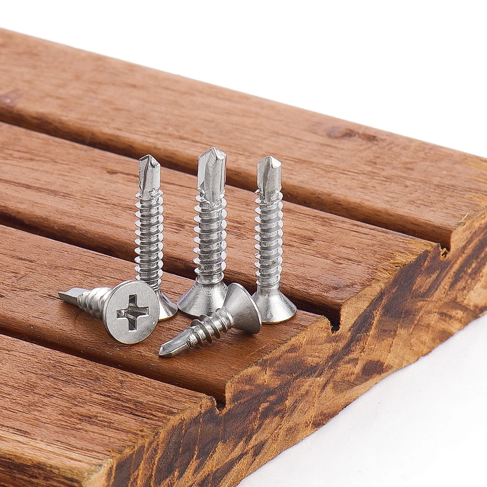 20/30pcs Cross Flat Head Self Drilling Tapping Screw Stainelss Steel Zinc Plated M3.5 M4.2 M4.8 Hardiflex Screw for Sheet Metal