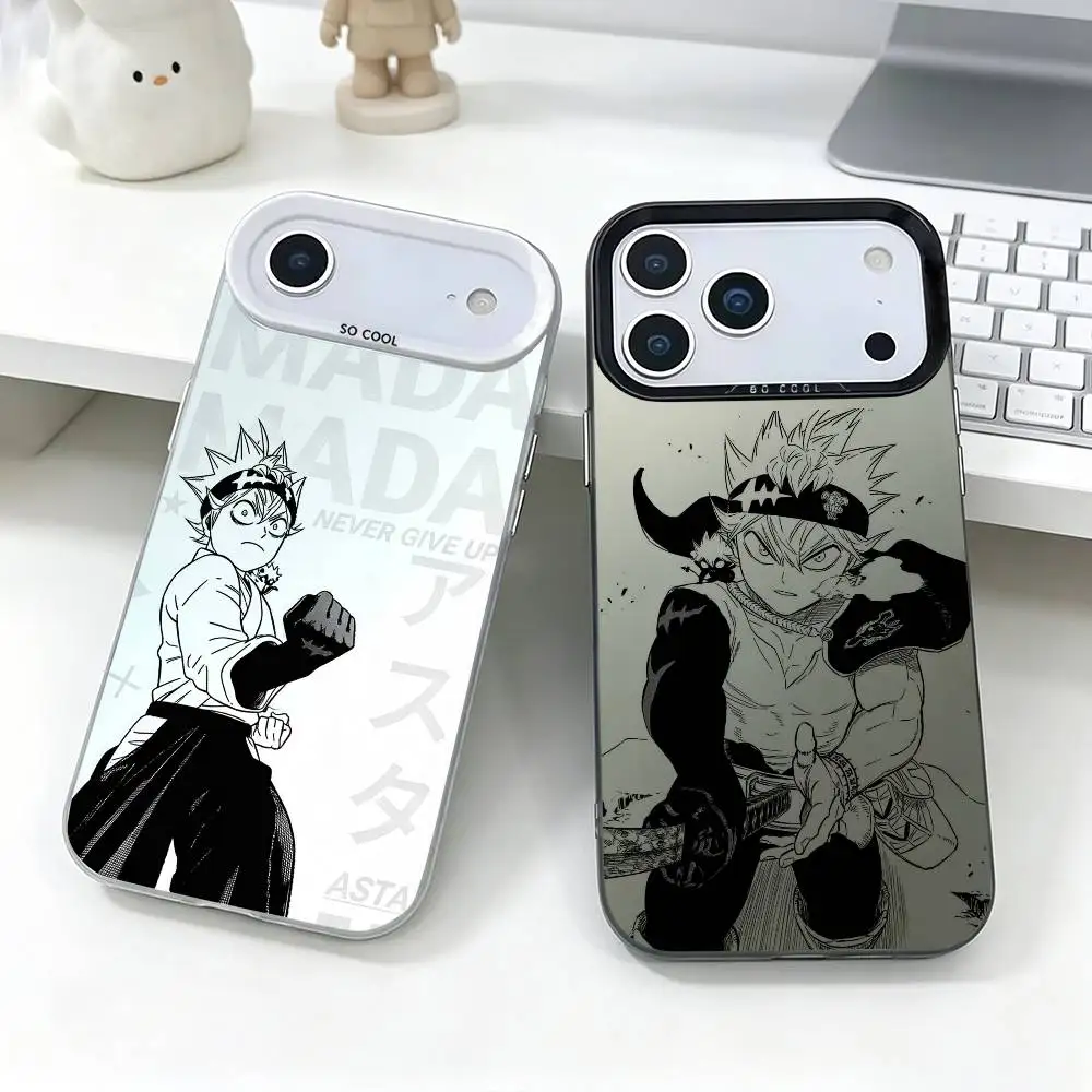 B-Black Clover -Asta  Phone Case For iPhone 17,16,15,14,13,12,11 Plus,Pro Max,XS,Colorful Silver Cover
