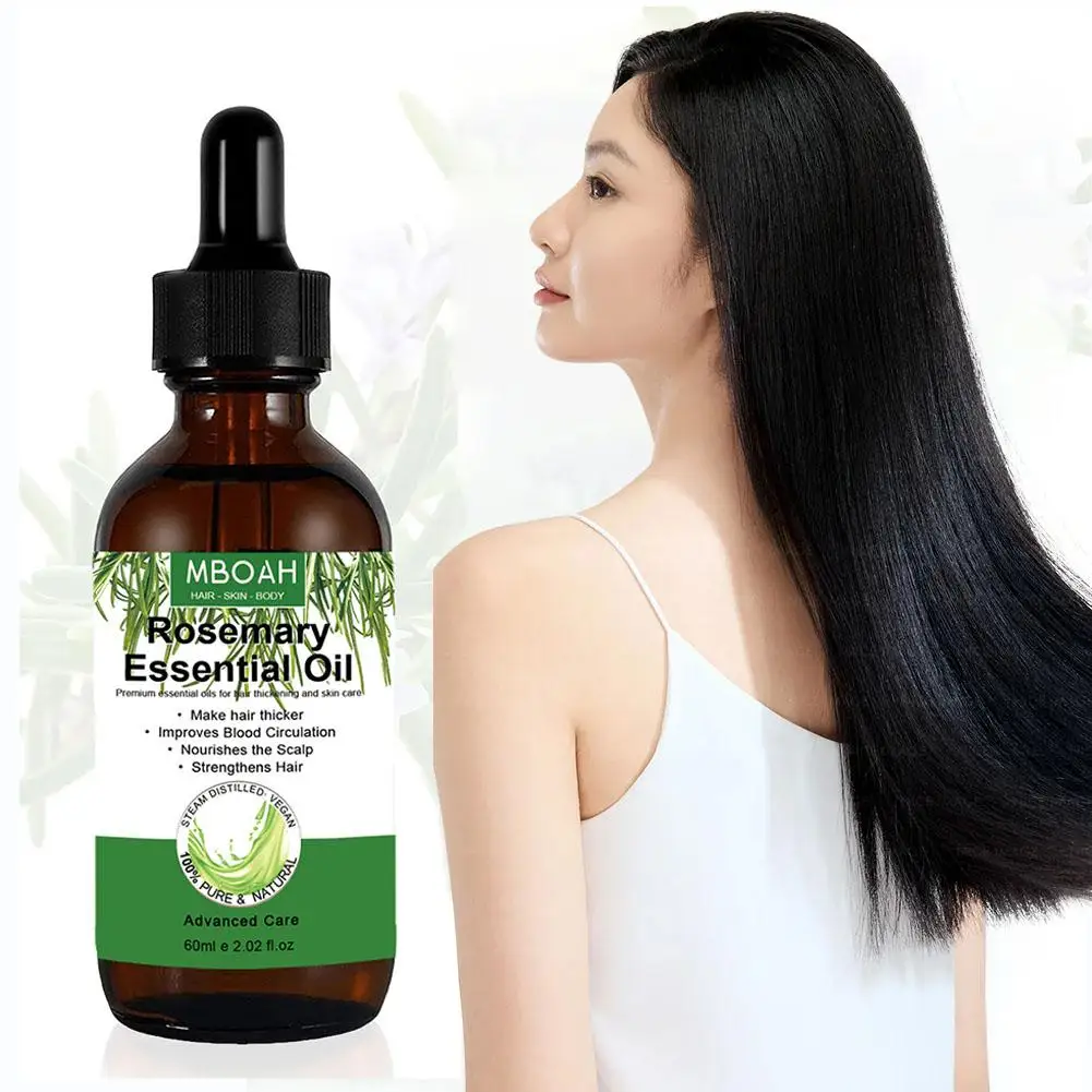 Aceite Esencial de Romero para el cuidado del cabello, nutrición de las raíces del cabello, bifurcación de mejora, reparación sólida, cabello denso, 60ml