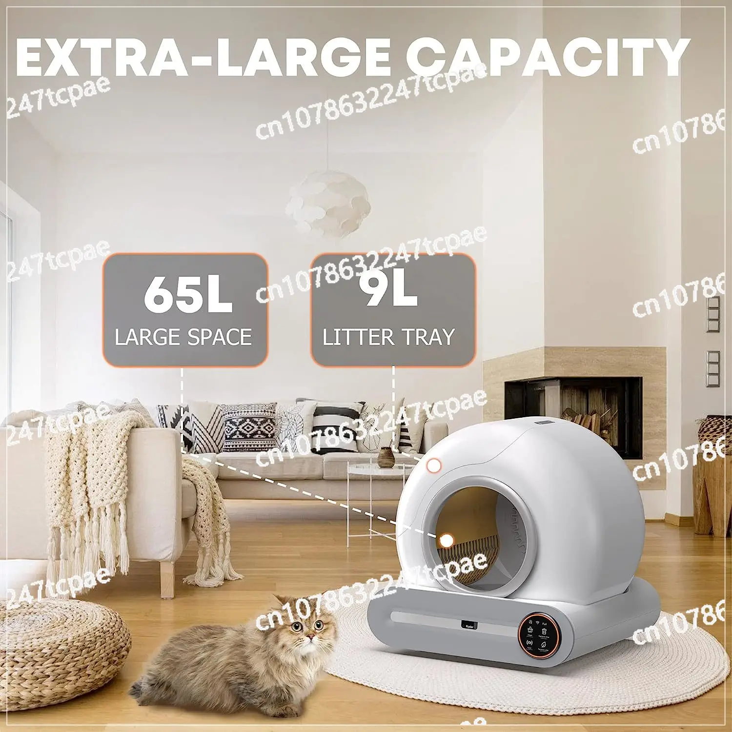 Automatic cleaning cat litter box, ultra-safe protection automatic cat litter box, APP control/lower entrance/large capacity cat