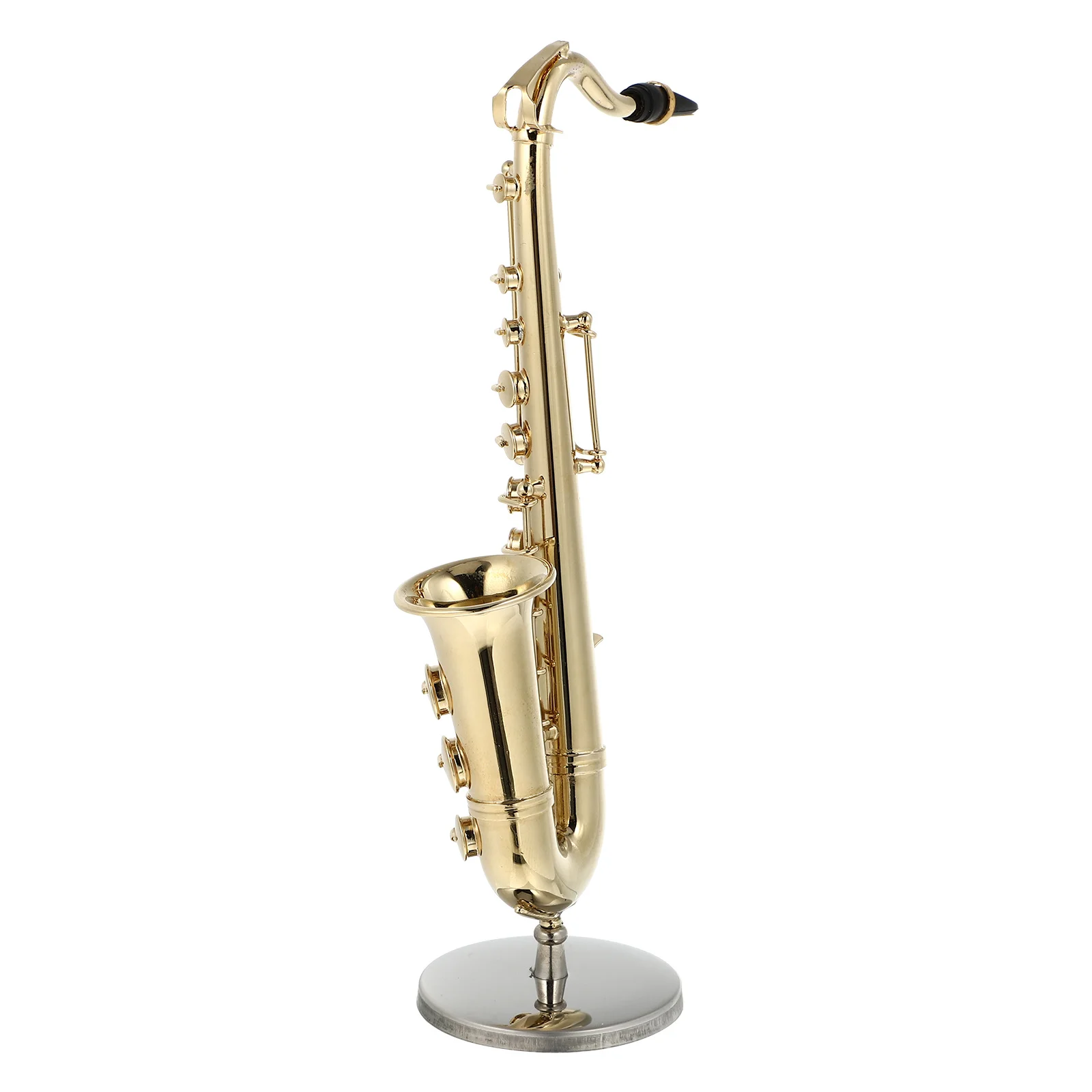 

1Set Saxophone Adornment Golden Miniature Practical Musical Instrument Household Decoration Stand Case
