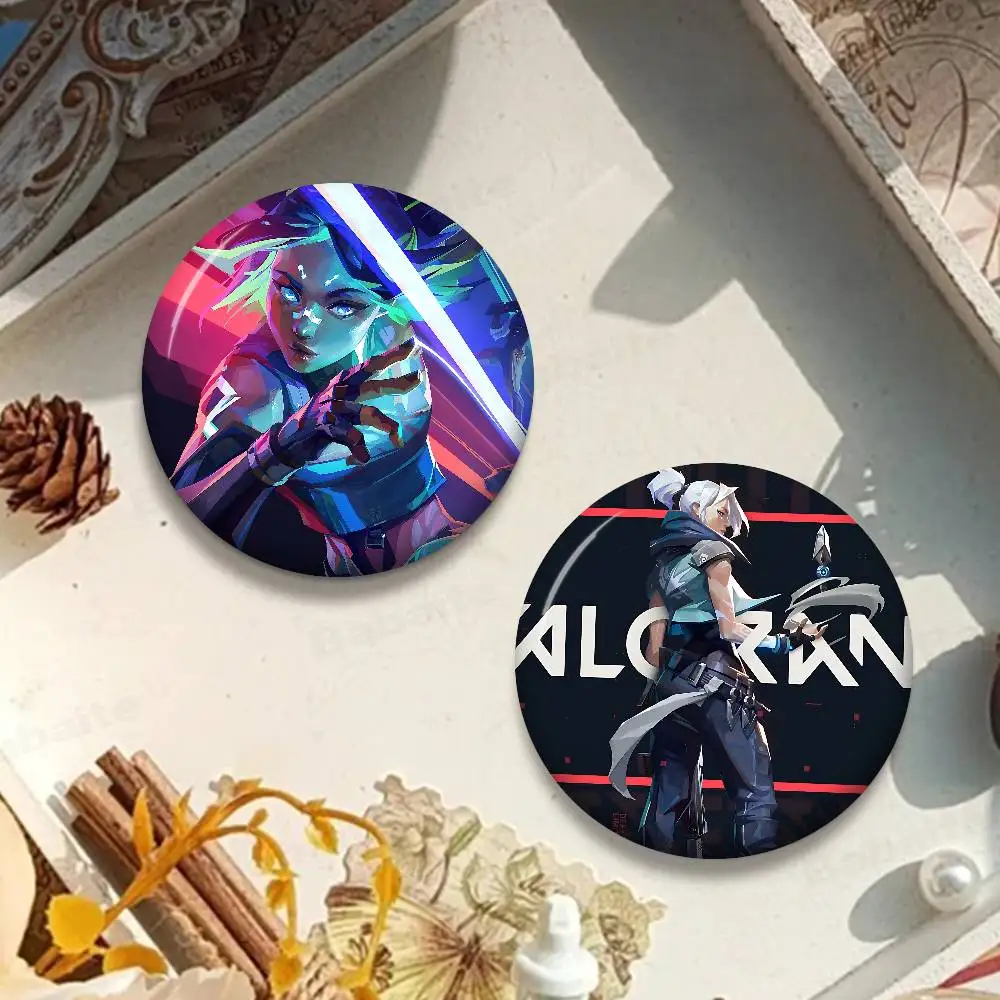 Hot Games V-Valorants 32/44/58mm Handmade Pin Round Funny Snap-in Brooches for Backpack Cothes Accessories Badge Hat Decoration