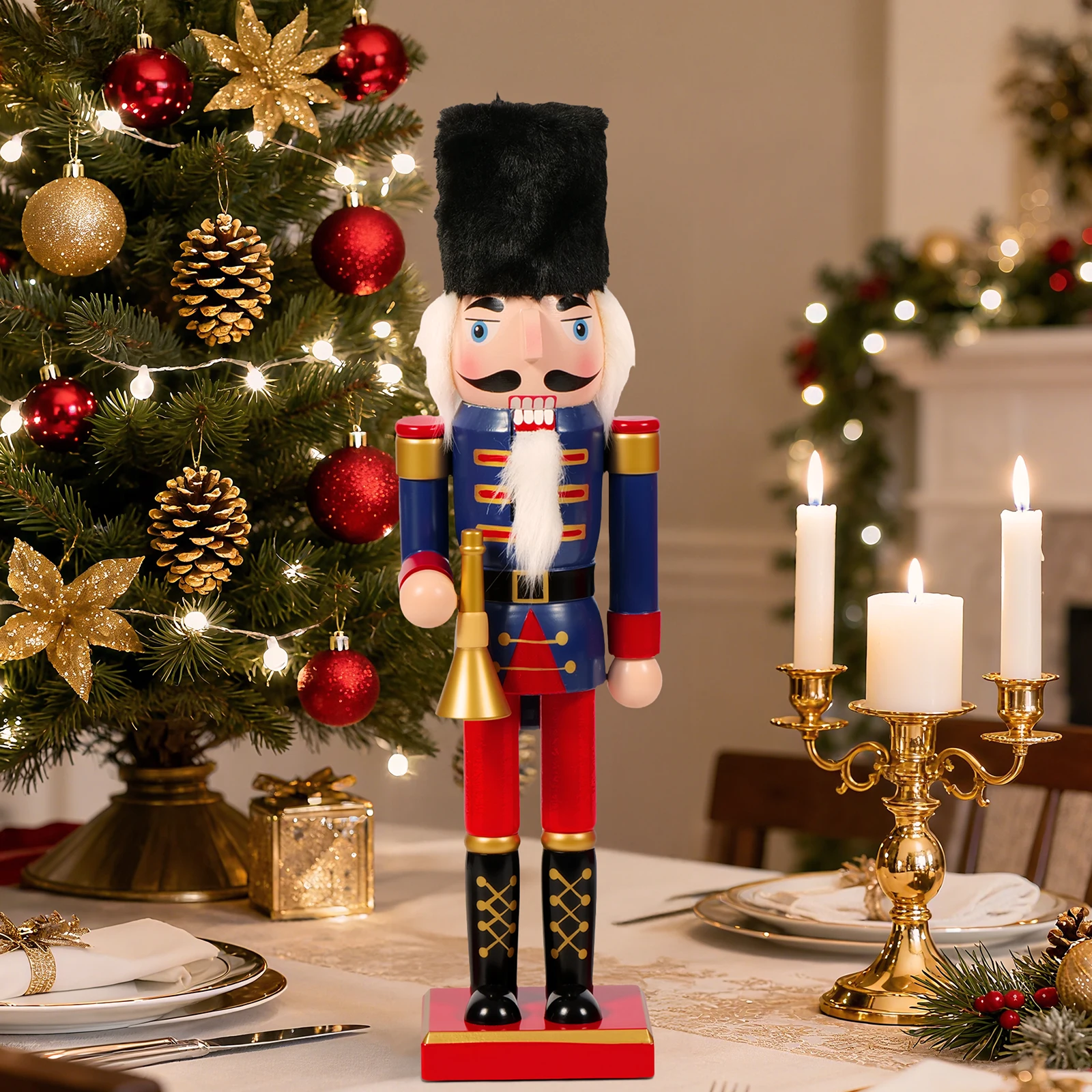 

Classic Wooden Nutcracker Doll Christmas Tabletop Decoration & Holiday Gift