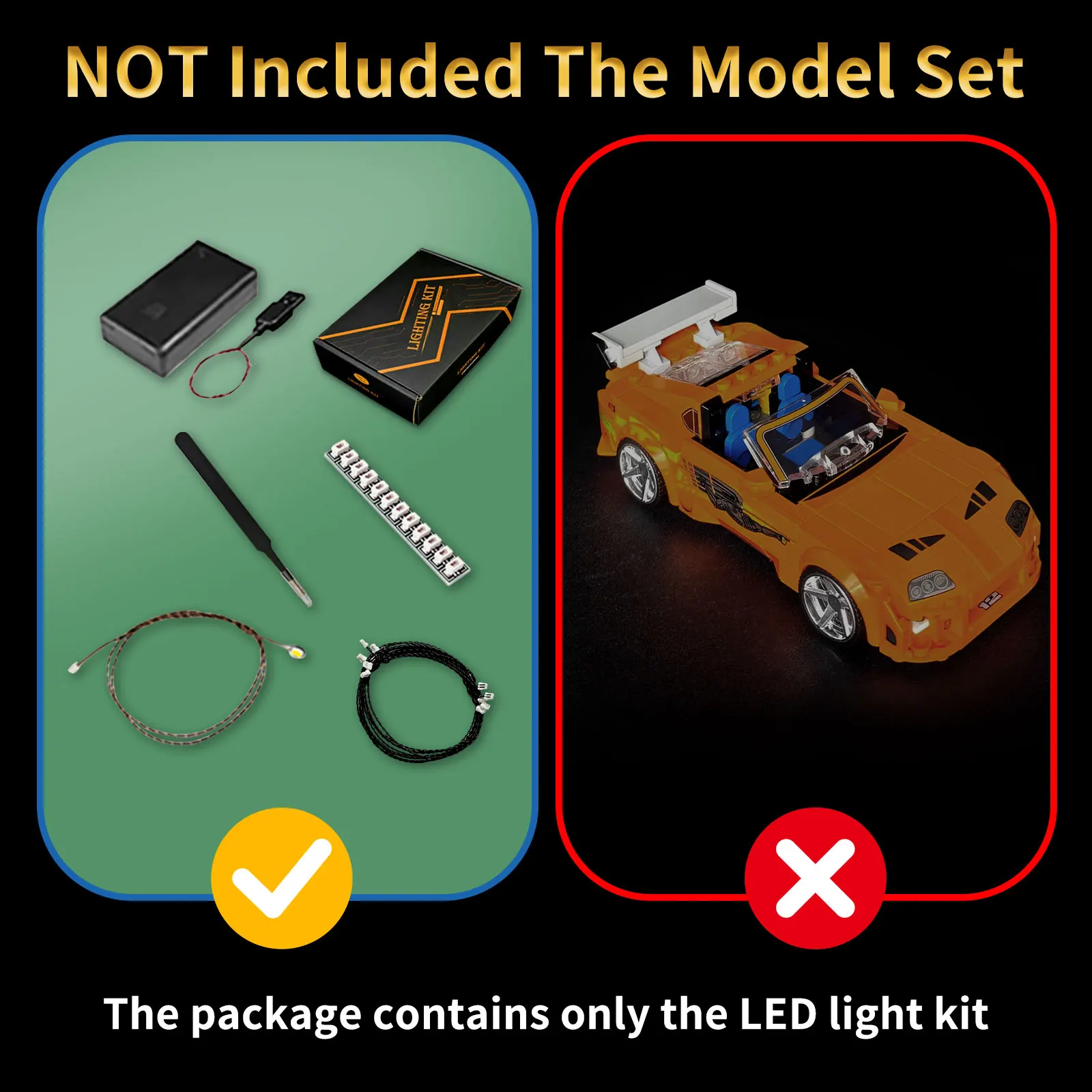 LED Lights Kit for Lego 77260,DIY Lights For The Fast and The Furious Toyota Supra MK4 MOC Building Blocks, Bricks Not Included view 3
