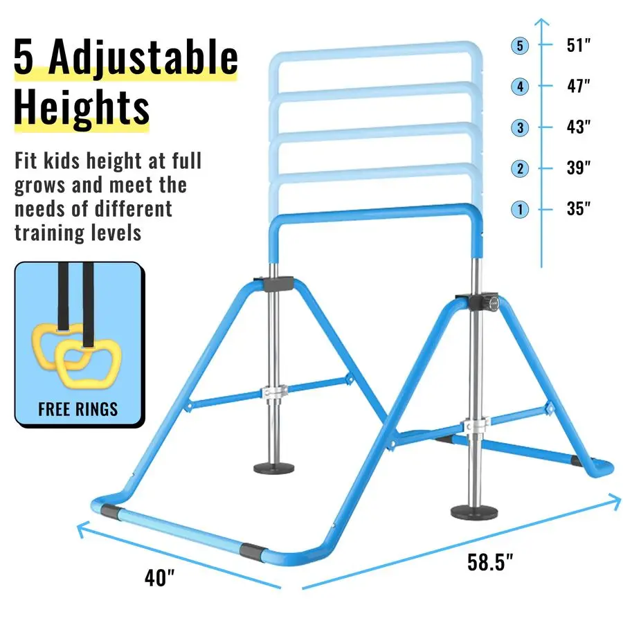 معدات الجمباز بار الجمباز للمنزل ارتفاع قابل للتعديل شريط تدريب الجمباز أشياء الجمباز للفتيات بعمر 37 عامًا #3
