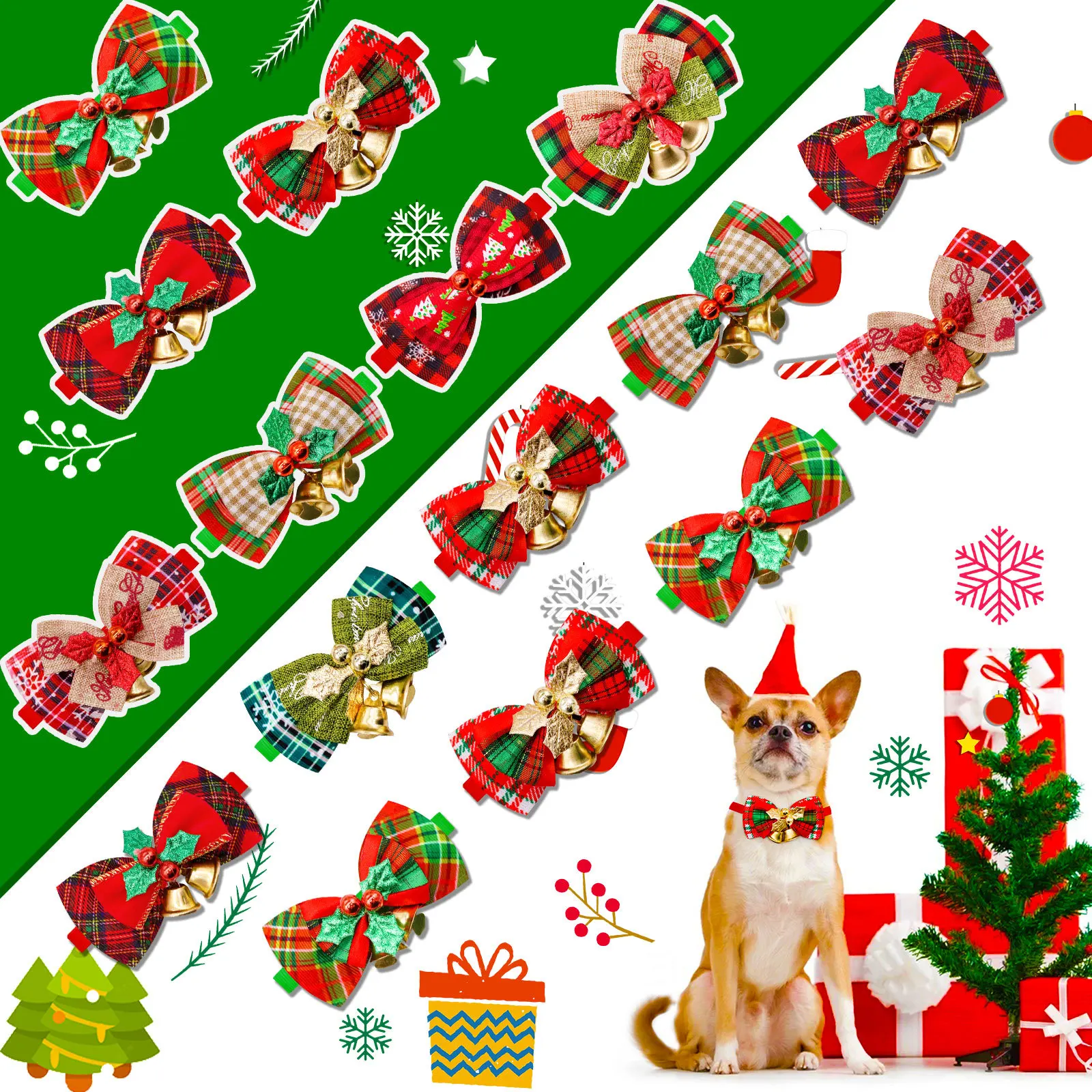 30pcs/lot Dog Bowtie Christmas Style Cat Xmas Bowties Neckties Small Dog Holiday Party Grooming Accessores