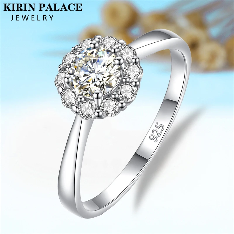 anel redondo do corte d vvs1 do ouro 50 mm para o casamento do noivado anel de kirin palace 05ct moissanite para mulher solido 18k 14k 10k 01