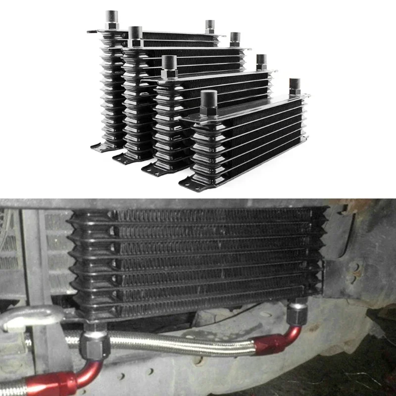 7/10/13/15 Rows Oil Coolers 10AN Transmission Engine Coolers Universals Aluminium Black Car Engine Cooling