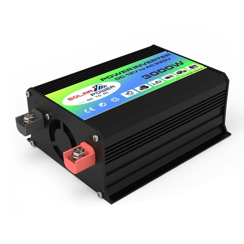 Tang I Generation 12V to 220V 3000W Modified Square Wave Intelligent Car Power Inverter with Dual USB(Black)