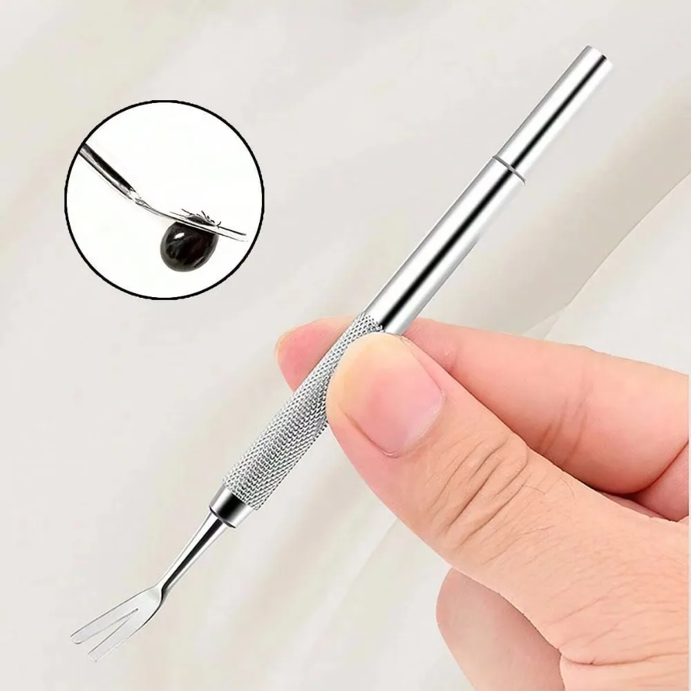 

Easy To Use Stainless Steel Tick Fork Effective Design Fork Shape Pet Flea Removal Tweezers Tick Removal Tool Tick Removal
