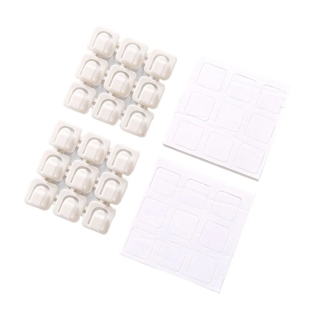 18Pcs White Adjustable Cord Organizer Clips Self Adhesive Wire Cord Organizer for TV Computer Phone Chargers Audio Headphone