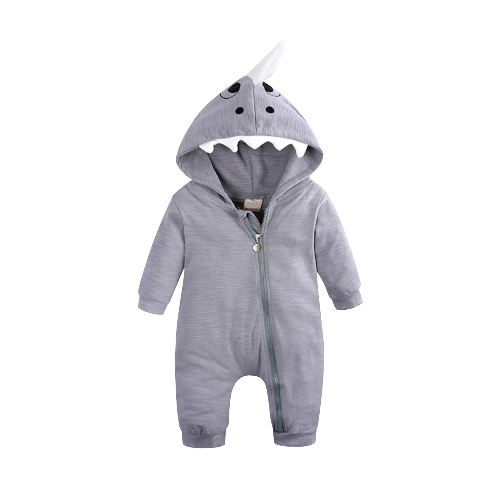 Baby Boy Girl Shark Hoodies Jumpsuit Clothes Infant Onesies Bodysuit Toddler Long Sleeve Romper Solid Shark Playsuits Costume