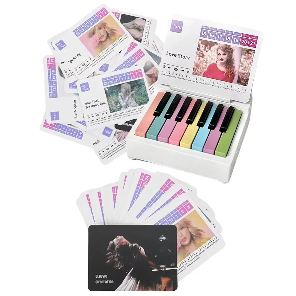 2024 27 Music Calendar Cards Taylor Piano Calendar Mini Portable Desktop Ornaments 52 Songs ABS Birthday Gifts