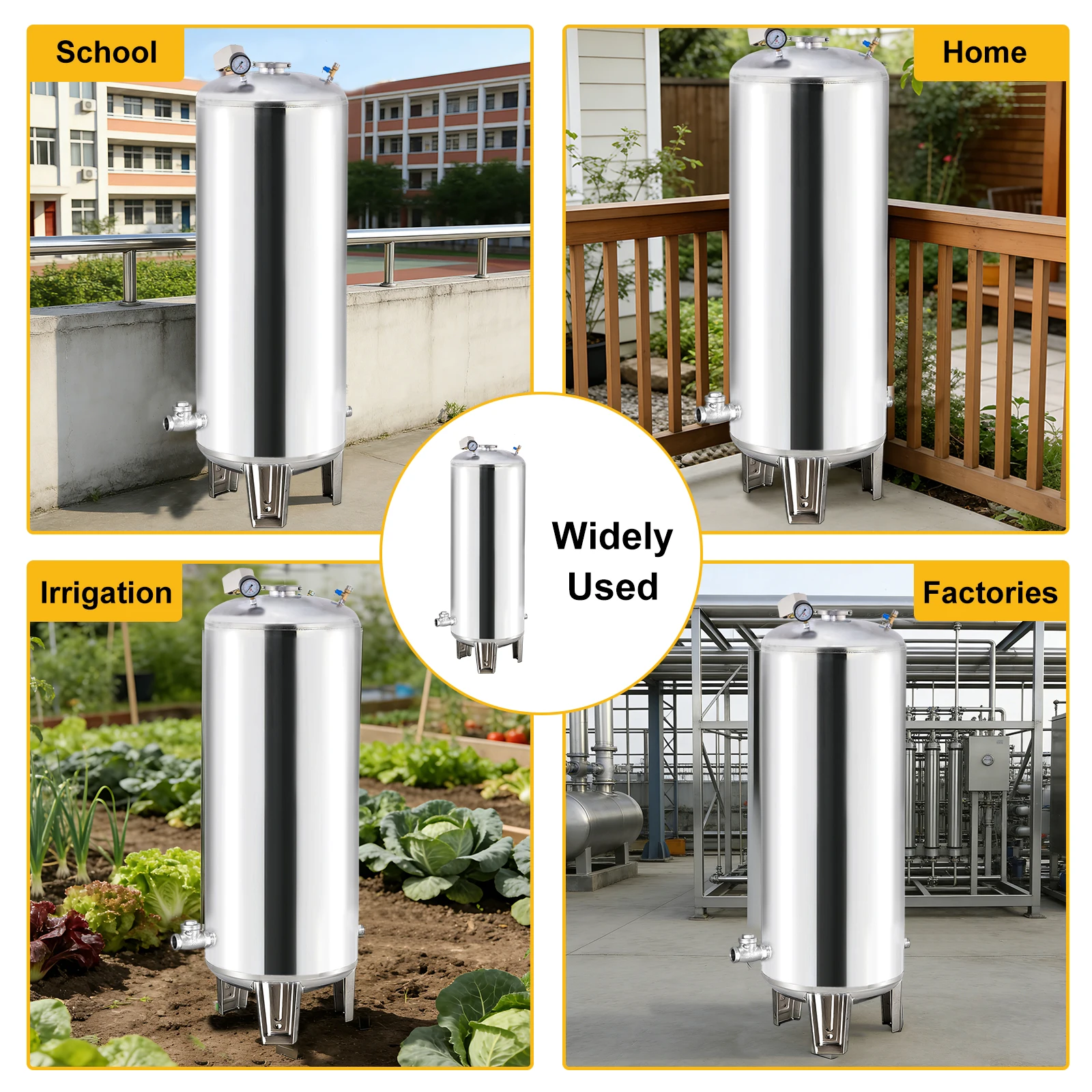 Well Pump Pressure Tank | 200L Garden Pressure Well Tank | Vertical Heavy Duty Container Reservoir | for Irrigation Courtyard Farm Garden Staircase Kitchen