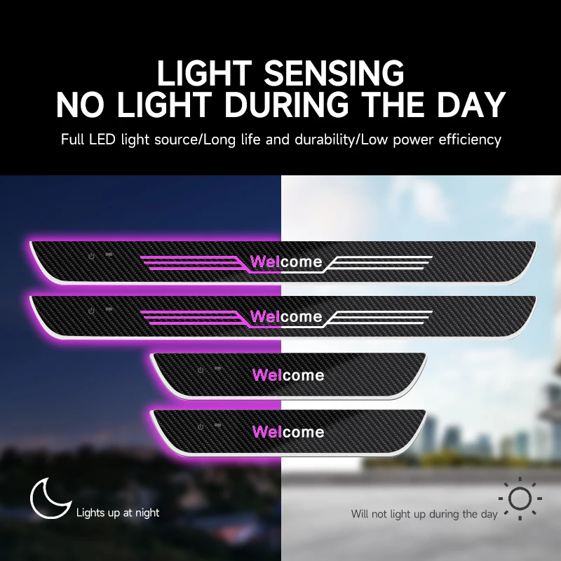 4個入り 車用LED RGBウェルカムライト ドアアンビエントライト 多モード調整可能 プロジェクターランプ 車用ウェルカムペダルライト