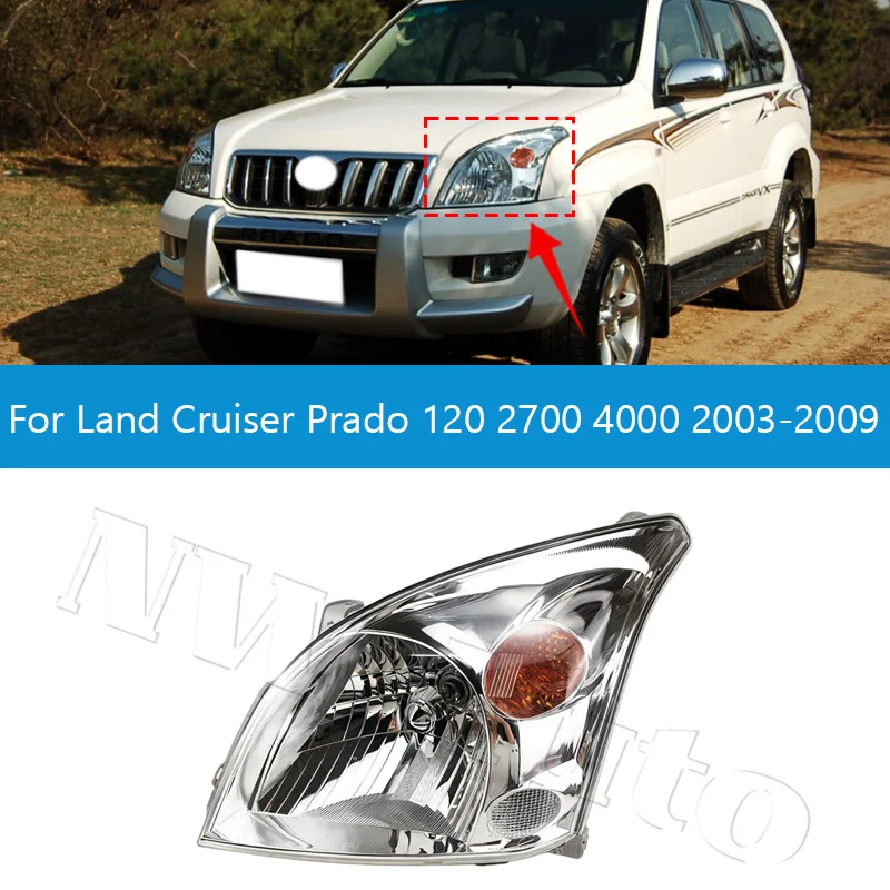 For Land Cruiser Prado 120 2700 4000 2003‑2009 Auto Headlight Assembly Front Lamp Lighting Front Combined Headlight