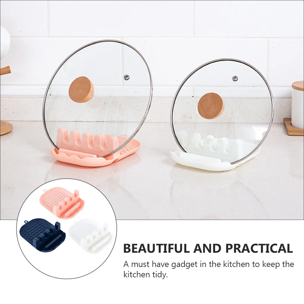 

3pcs Pot Lid Rack Kitchen Utensil Holder Premium Pp Plastic Multi-Purpose Spoon Ladle Chopsticks Pad Storage Organizer Pot Cover