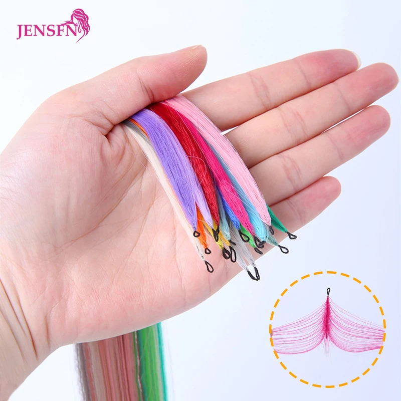 JENSFN Color Hair Micro Feather New Hair Extensions Human Hair Straight Hand Knitting  20 Inch 0.8g/Strand Color Hair Salon