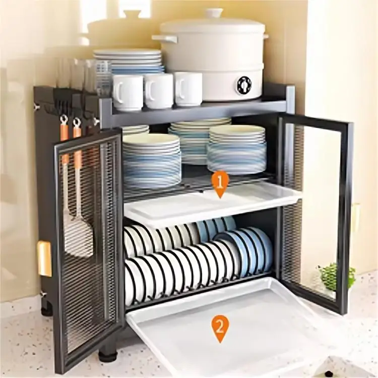 #Portable Metal 3-Layer Cabinet With Large Storage Space For Home Use; Eco-Friendly & Easy Clean Easy Assembly & Disassembly