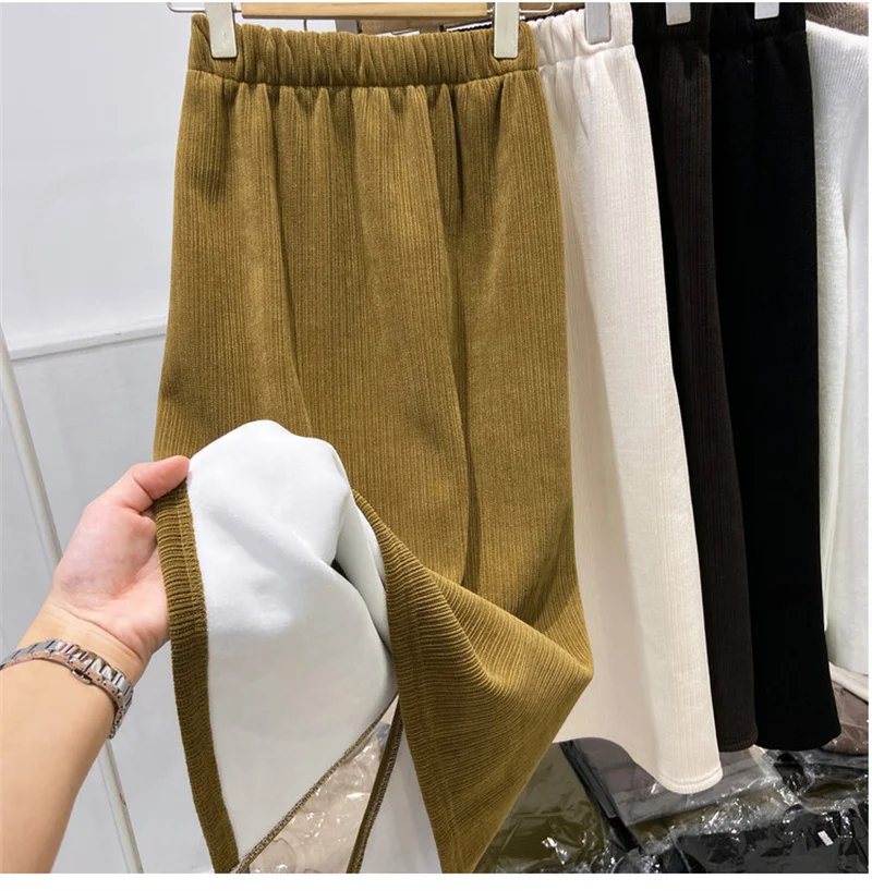 Plush Skirts for Women's Clothing Spring Autumn Skirts Thickened split one-step Skirt Medium length Straight A-line Skirts bd689