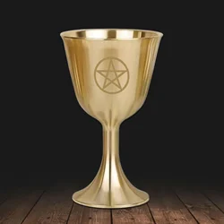 Pentagram Chalice 3.1 High Solid Brass Chalice Goblet Pentacle Brass Chalice Altars Rituals Prayers Anointing Decoration