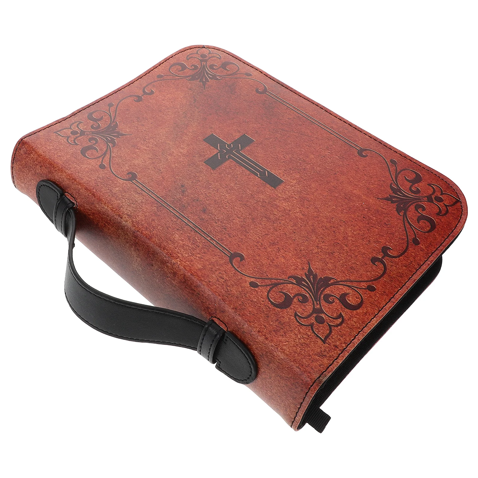 Vintage Cross Bible Case Carrying Handle Zipper Protective Book Cover Sleeve for Bible Study Church Accessories