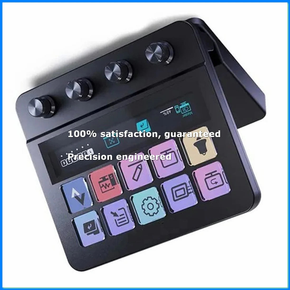 N4 Stand Touch Strip 10-Key Visual Macro Keyboard Quad-Dial Interface Dual Usb-C Usb-A Hub Black-A09I