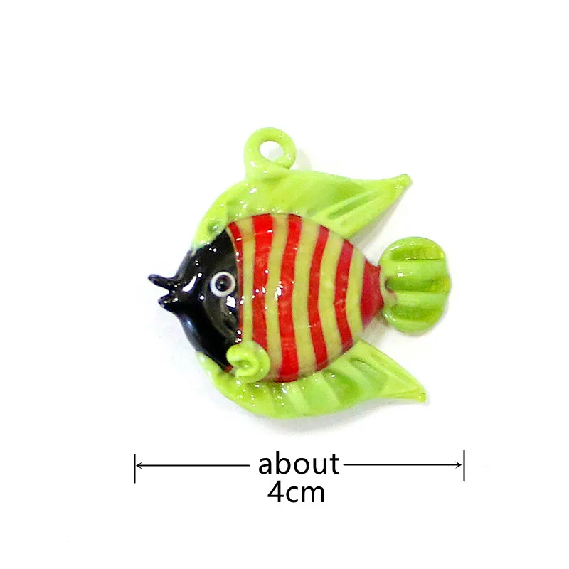 2PCS Colorful Cute Tropical Fish Mini Figurines Glass Pendants Fashion DIY Women\'s Jewelry Necklace Earrings Making Accessories