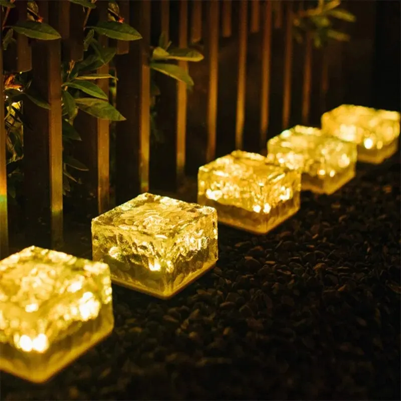 Solar Brick Ice Cube Light Outdoor Waterproof Path Stair Step LED Sunlight Garden Yard Pathway Party Christmas Landscape Lamp