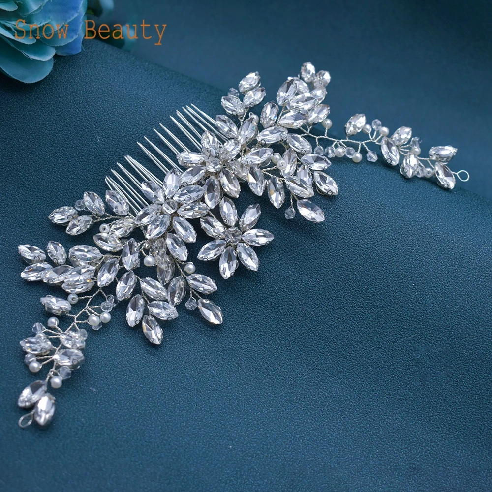 A488 casamento artesanal pentes de cabelo rhinestone nupcial acessórios para o cabelo feminino headpiece senhoras jóias de cabelo festa luxo