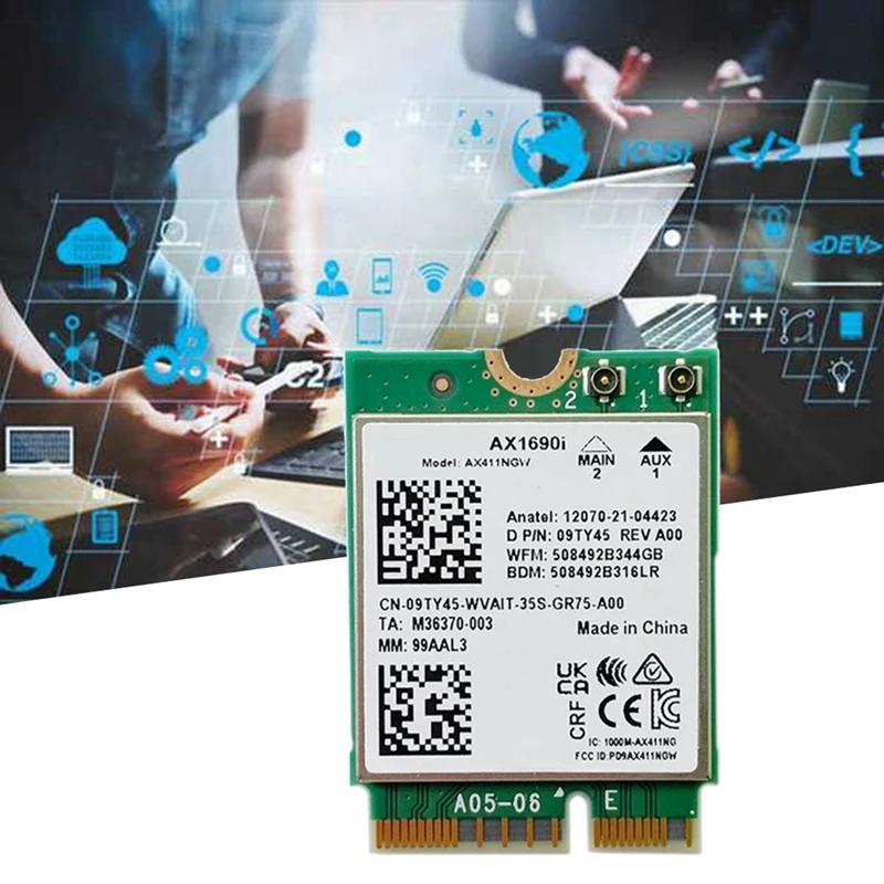 AX1690I Wifi Card+2Xantenna AX411 Wi-Fi 6E Speed 2.4/5/6Ghz Bluetooth 5.3 Wireless Module