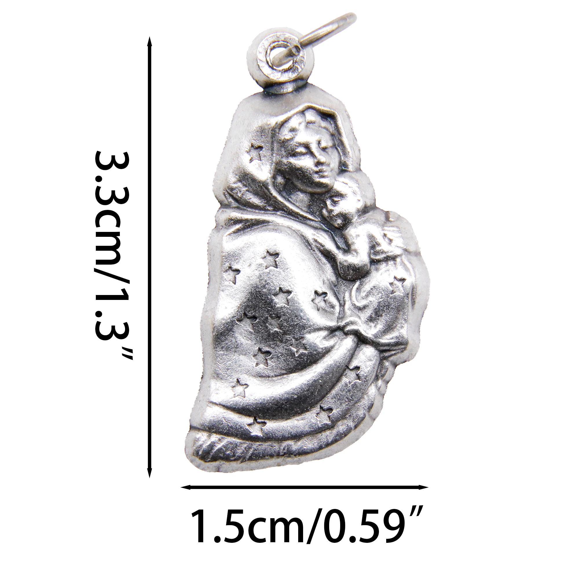 Silver Pendant Necklace for Women Men Pack of 3 Blessed Virgin Mary with Jesus Charm 1.3