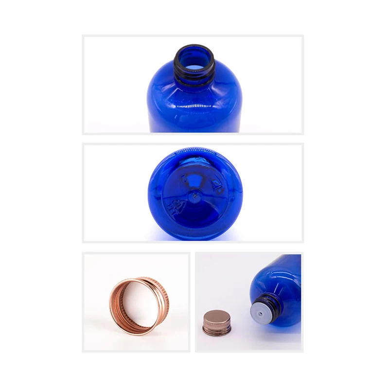 250ml X 24 Brown Transparent Blue Cosmetic Bottle With Gold Silver Black Aluminum Screw Cap Toner Container Oil Plastic Bottles