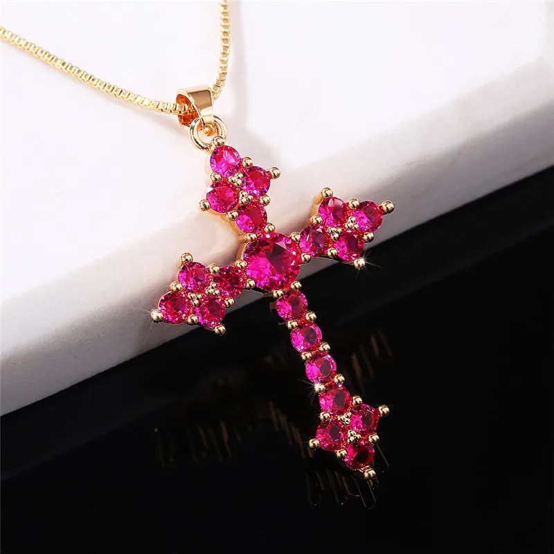 New Cross Necklace Inlaid with Zircon  Full Bright Cubic Zirconia Fashion Versatile Women's Jewelry Headpiece Wholesale
