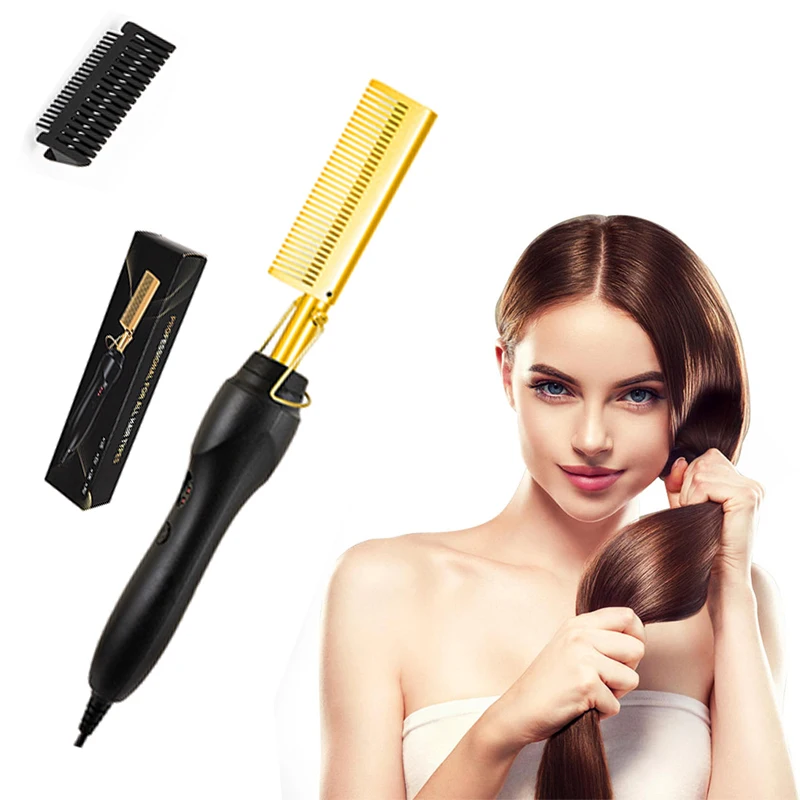

Customized Professional Portable Electric Hair Straightener Ceramic Hot Comb Straightener for Wigs & Human Hair Salon Tool