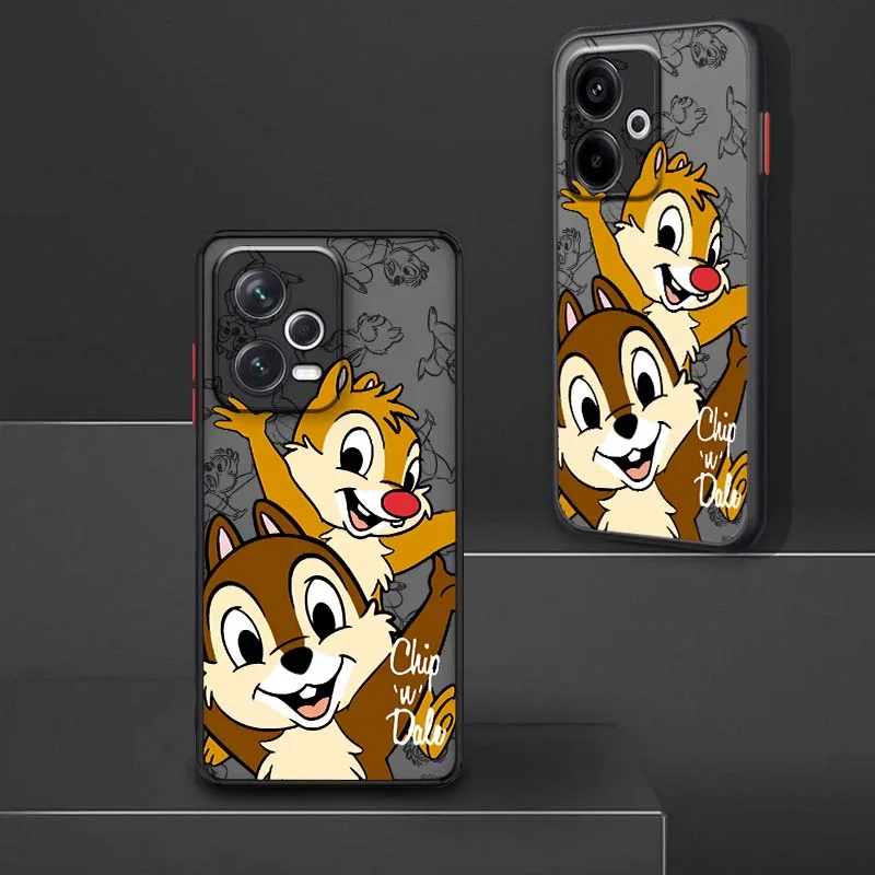 Милый чехол для телефона Chip & Dale Disney для Xiaomi Redmi Note 14 13R 13 12 12S 11 12T 11S 11T 10 Pro Plus, матовый полупрозрачный