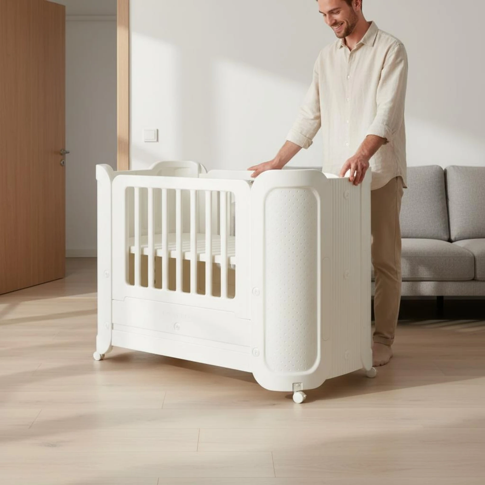 Spliced Baby Bed Bug Net Net Attach-to-Bed Crib Portable Crib Space-Saving Design Nursery Item Easy Night Feeding for Bedside - view 5