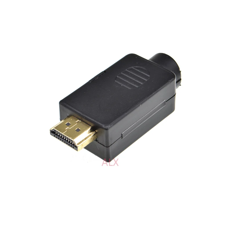 1PCS HDMI 19PIN male plug connector to terminal adapter with black shell wire cable free solder 19 pin